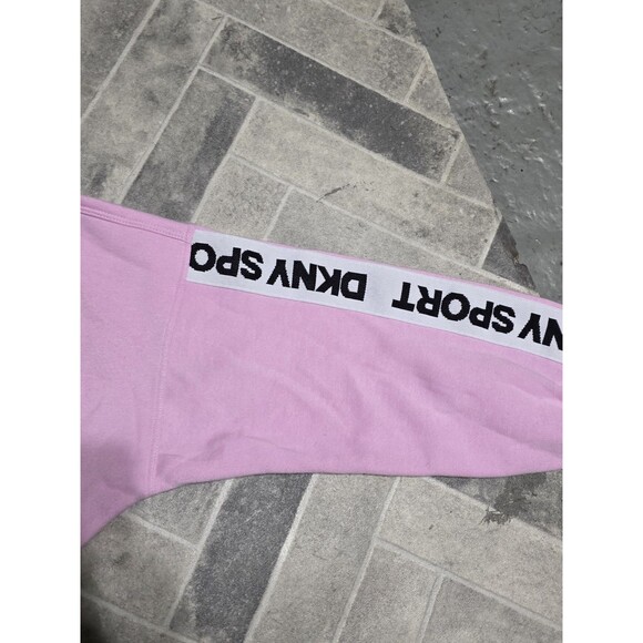 New DKNY Women Crop Sweater Pink With Sport Strip on Long Sleeves Size MEDIUM - Picture 4 of 9
